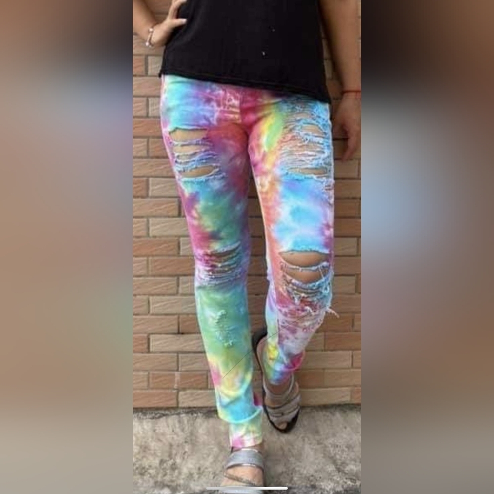 Rainbow Denim- Colors may vary- each pair is unique.  NWOT